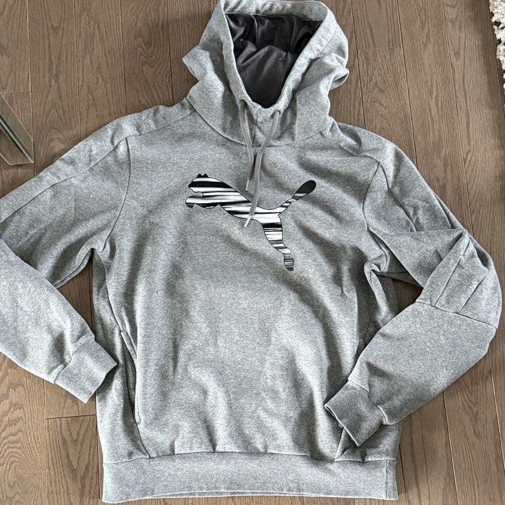 Puma Gray Hooded Pullover Sweatshirt